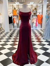 Gorgeous Velvet Ruffles Spaghetti-Straps Sleeveless  Prom Dress