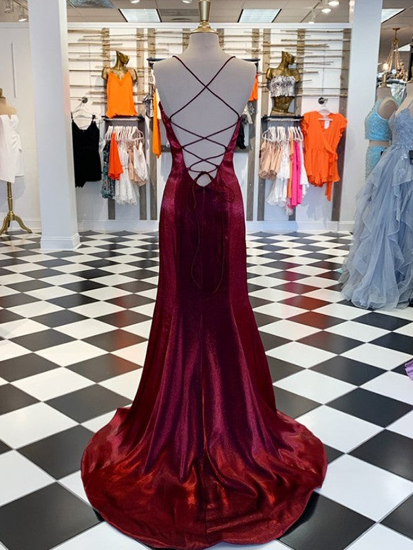 Gorgeous Velvet Ruffles Spaghetti-Straps Sleeveless  Prom Dress
