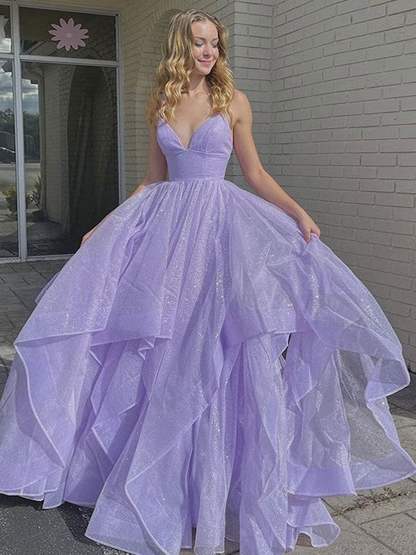 Gorgeous Ruffles V-neck Sleeveless  Prom Dress