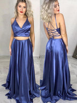 Gorgeous Ruffles V-neck Sleeveless  Two Piece Prom Dress