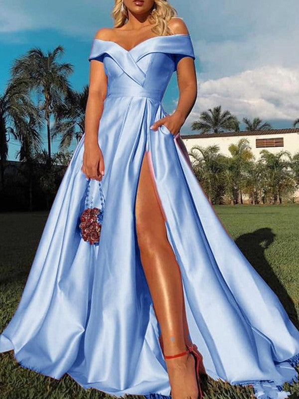 Glamorous Party Dress Ruffles Off-the-Shoulder Sleeveless  Prom Dress