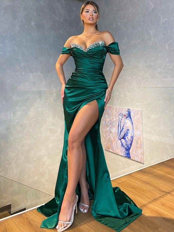 Gorgeous Ruched Off-the-Shoulder Sleeveless  Prom Dress