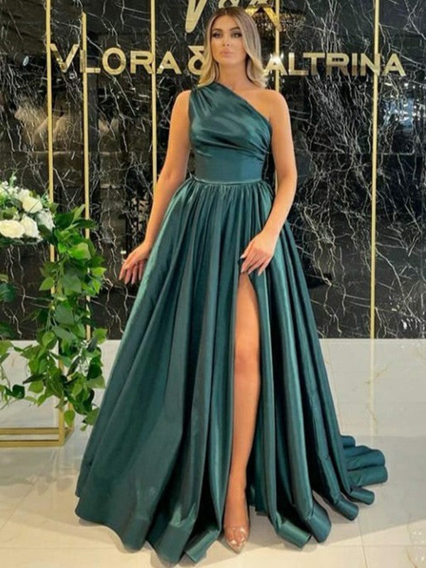 Glamorous Party Dress Ruffles One-Shoulder Sleeveless  Prom Dress