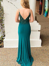 Classy With Appliques V-neck Sleeveless  Prom Dress