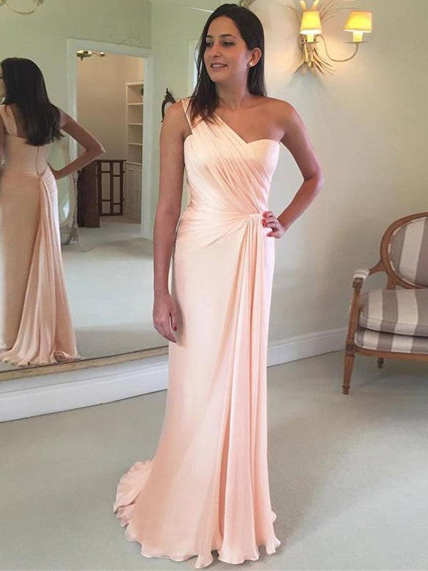 New in Chiffon Ruffles One-Shoulder Sleeveless  Prom Dress