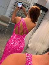 Shinning Sequins One-Shoulder Sleeveless  Prom Dress