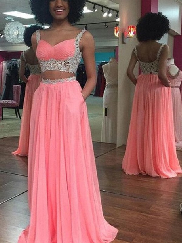 Amazing Sleeveless Two Piece Prom Dress Long With Lace