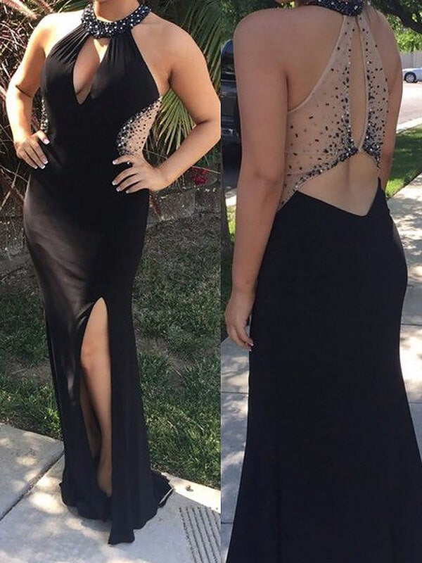 Classy Scoop Beading Sleeveless Long Plus Size Prom Dress