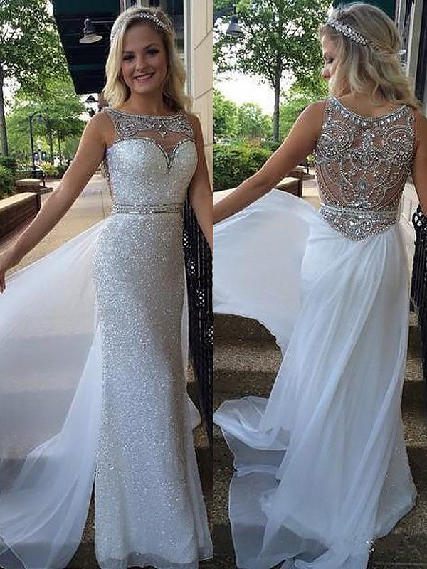 Sleeveless Amazing Bateau Beading Chiffon  Prom Dress