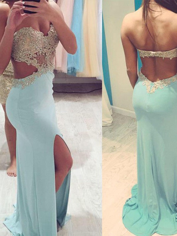 SheathSweetheart Sleeveless  Beading Spandex Prom Dress