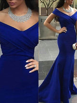 Chic Mermaid Off-the-Shoulder Sleeveless Satin  Prom Dress