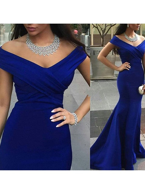 Chic Mermaid Off-the-Shoulder Sleeveless Satin  Prom Dress