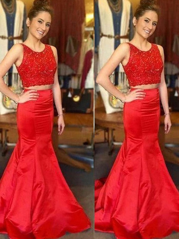 Beautiful Sleeveless Mermaid Scoop  Beading Elegant Evening Dress