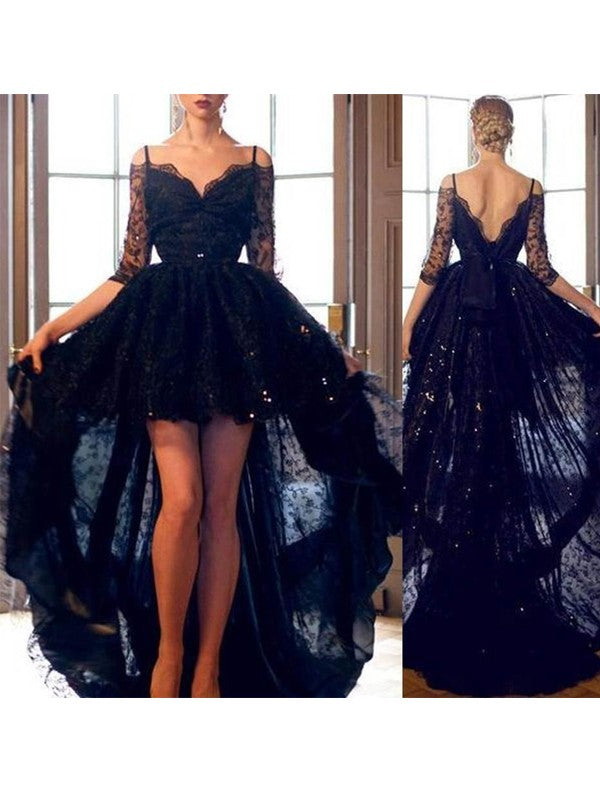 Gorgeous Spaghetti-Straps Sleeveless  Lace Prom Dress