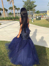 Chic Mermaid Sweetheart Beading Sleeveless Tulle Long Prom Dress