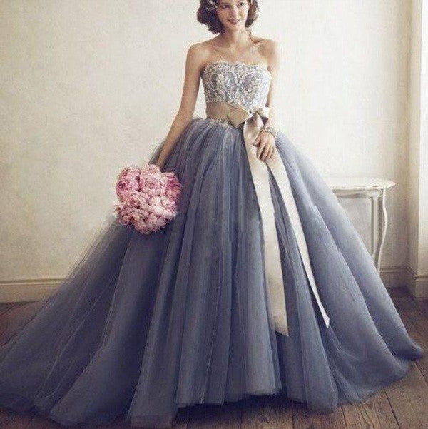 Ball Gown Sweetheart Sleeveless With Appliques Tulle  Prom Dress