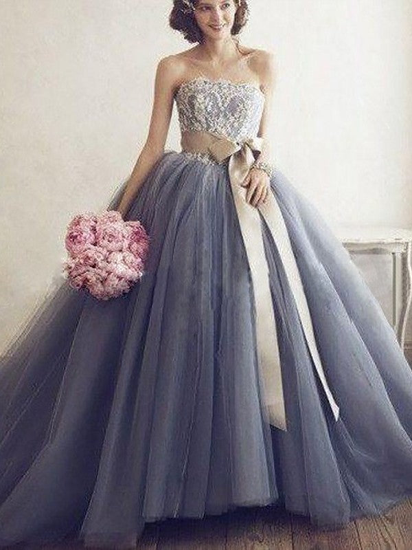 Ball Gown Sweetheart Sleeveless With Appliques Tulle  Prom Dress