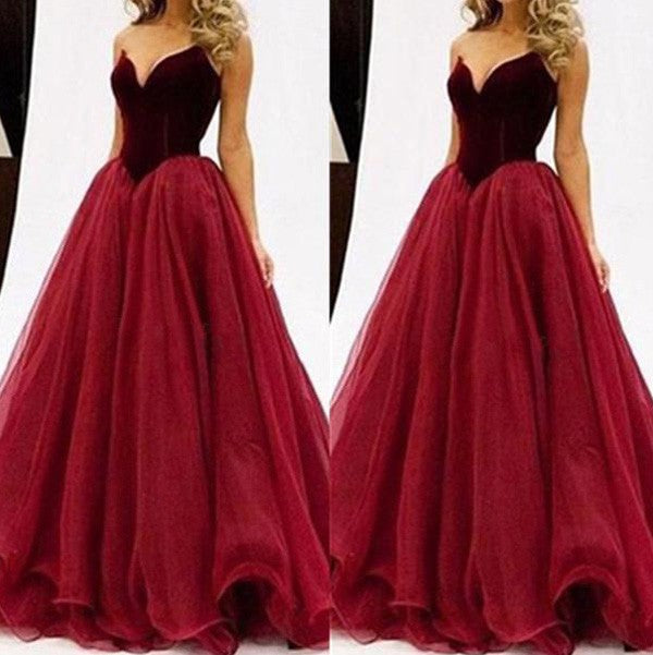 Ball Gown Sweetheart Sleeveless Tulle Long Prom Dress