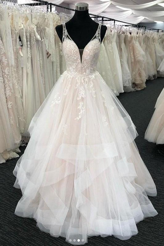 Classy Princess Wedding Dress With Ruffles lace